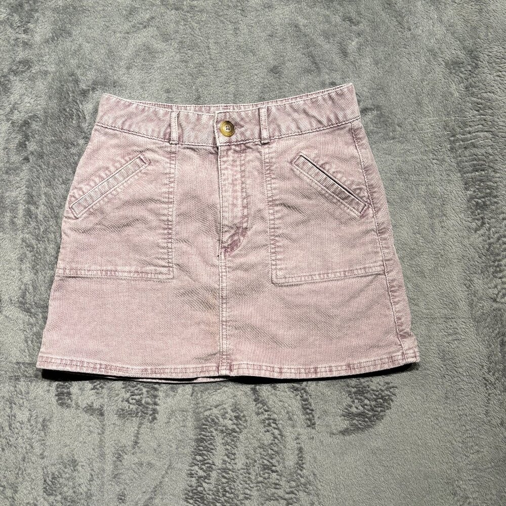 American Eagle Corduroy Mini Skirt Lavendar Super Stretch 13.5" Flat Waist ~27